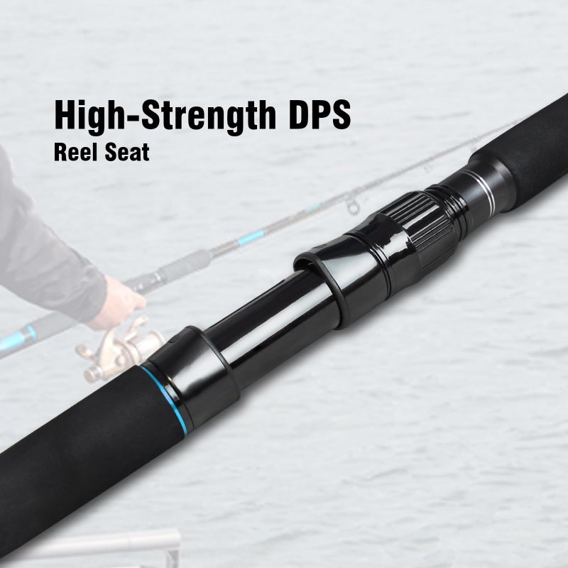 Fiblink 4-Piece 7-Feet Carbon Fiber Boat Fishing Rod Spinning Travel Portable Rod Tournament Fishing Pole for Fresh & Saltwater(Spinning-Blue-H) - Image 3